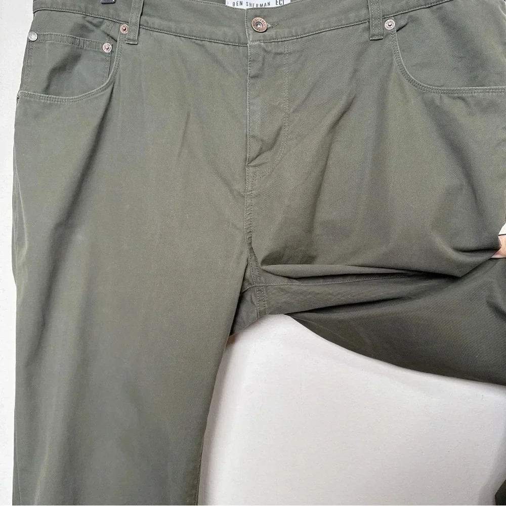 Ben Sherman Mens 38/34 Chino Dark Olive Slim Trouser